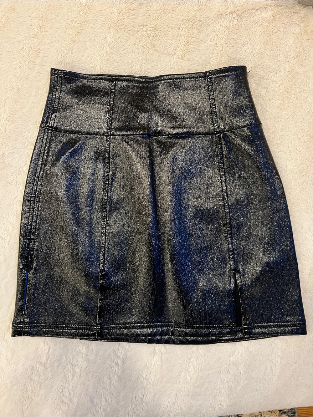 Free People Shimmery Black High-Waist Mini Skirt